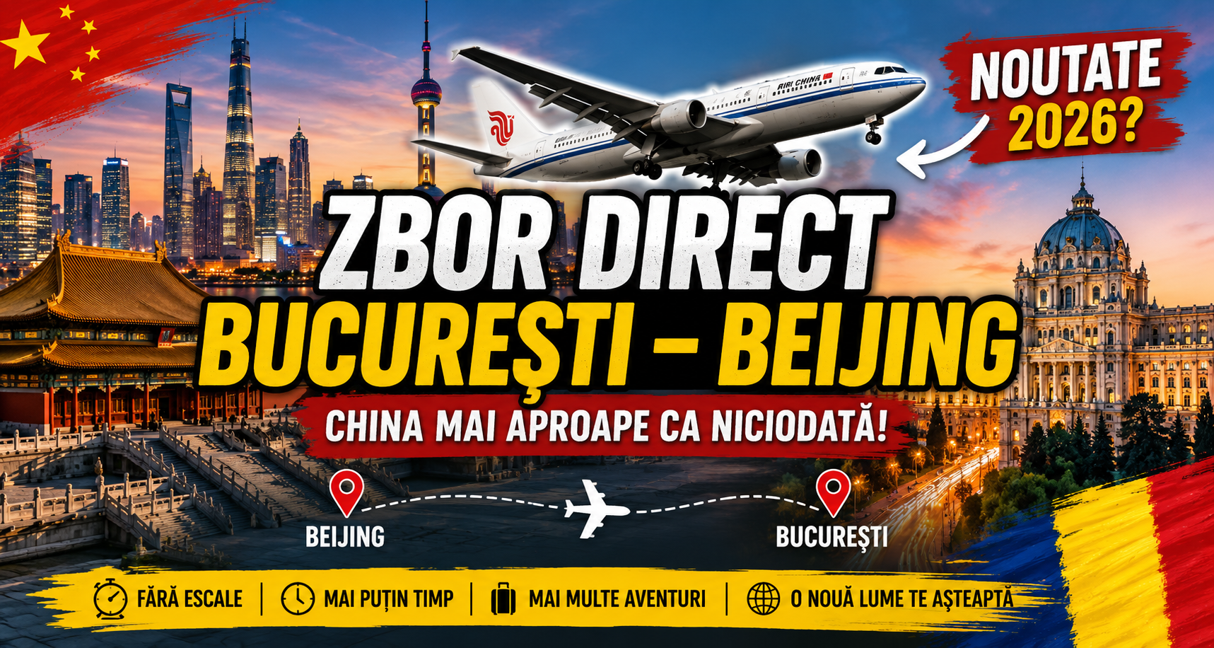 ȘOC pentru români: China ar putea fi la doar un zbor direct de București! 🇨🇳 ȘOC pentru români: China ar putea fi la doar un zbor direct de București! 🇨🇳