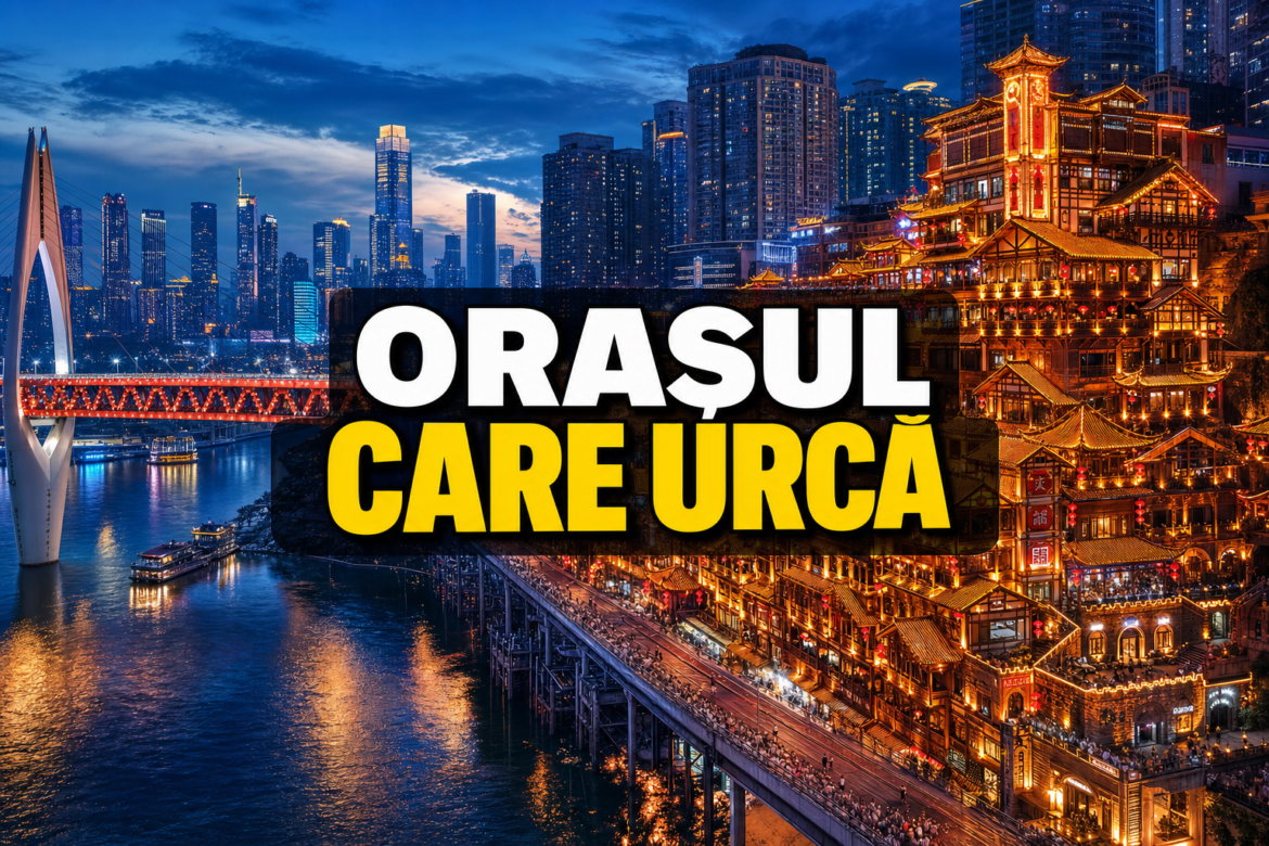 Ce să vizitezi în Chongqing: Hongyadong iluminat seara, pe malul râului Jialing.