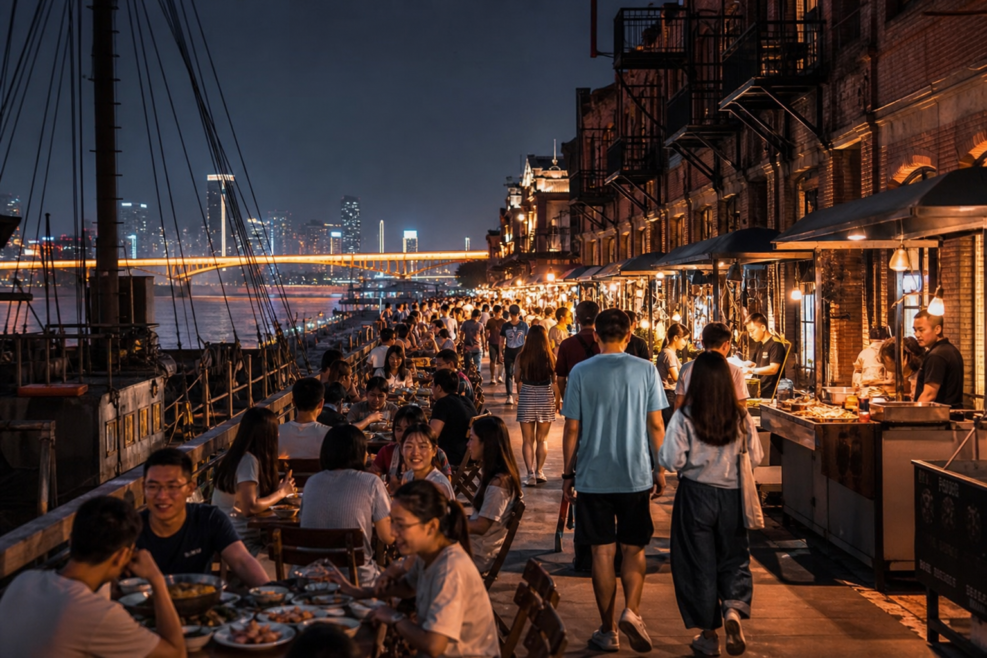 Strada Jiangxiali din Wuhan, cu gastronomie și atmosferă de chei