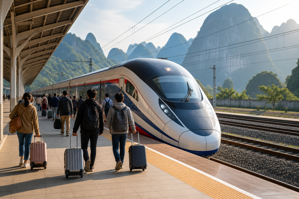 Trenul Laos-China pentru deplasare între Vientiane, Vang Vieng și Luang Prabang