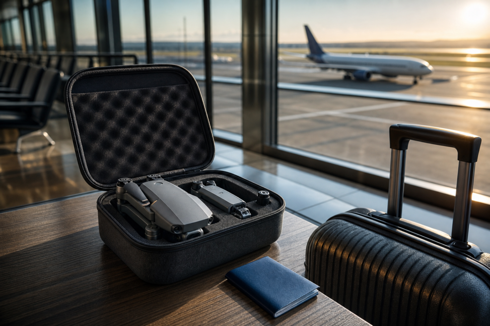 Dronă de călătorie transportată într-un aeroport pentru o vizită în China