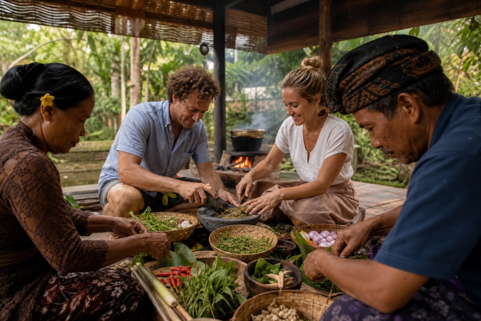 Atelier de gătit tradițional într-o comunitate din Bali