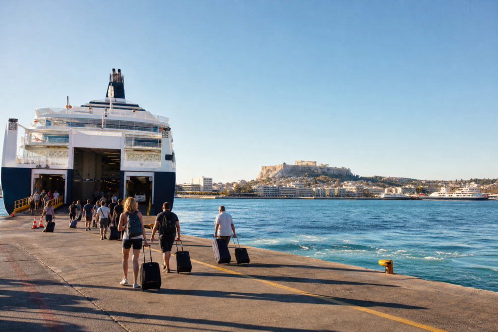 Feribot din Pireu pentru continuarea vacanței după zborul Seattle–Atena