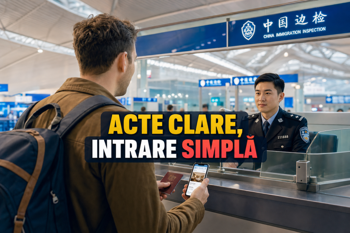 Controale la frontieră în China pentru un turist la aeroport