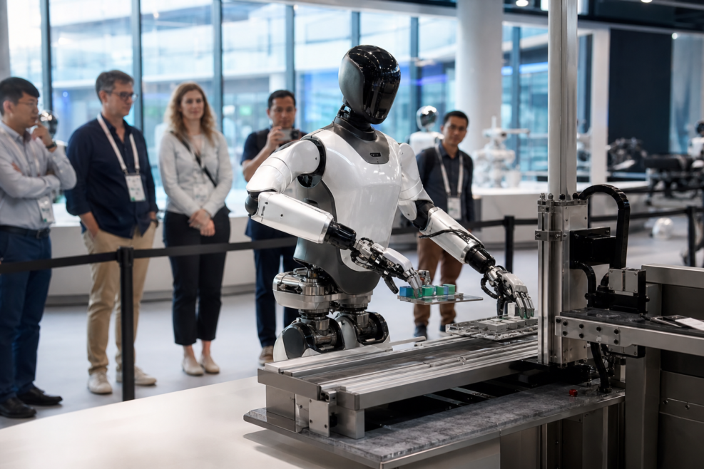 Demonstrație cu robot umanoid pentru vizitatori internaționali în China