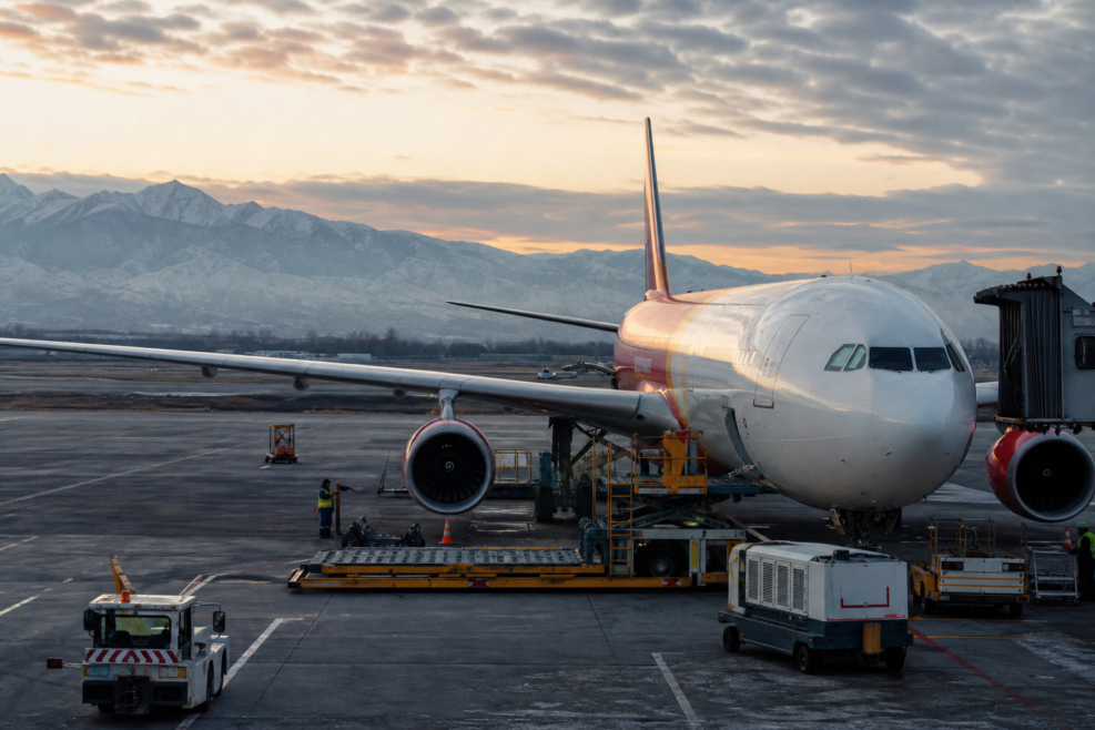 Aeronavă VietJet Air la escală tehnică în Almaty pe ruta Praga Hanoi